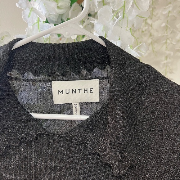 Munthe Ruffle Knit Black and Gold Textured Knit Blouse 🖤 - Picture 9 of 12